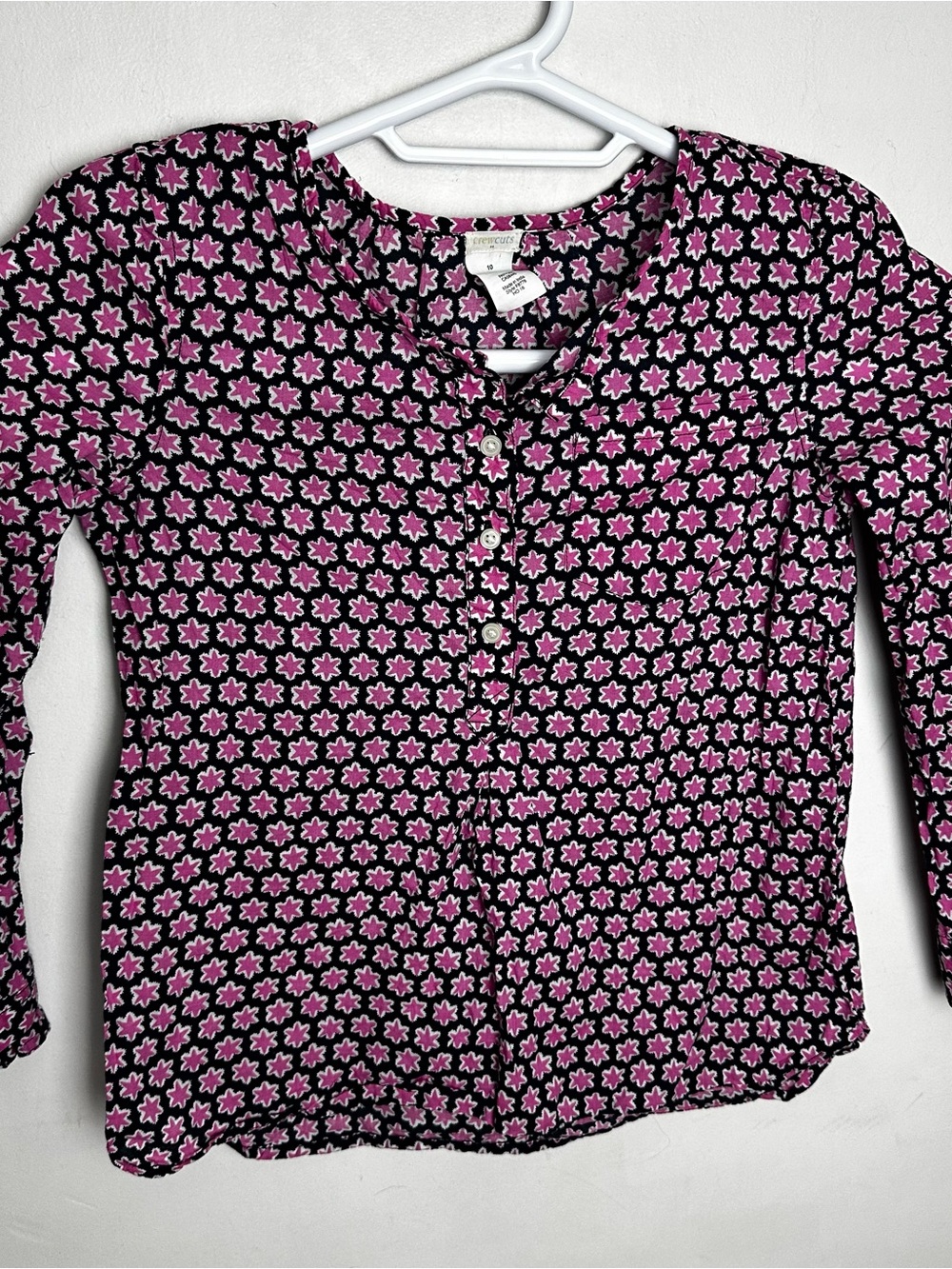 Crewcuts Starfish Tunic Girl's Size 10 Shirt 100% Cotton Pink Navy Lightweight
